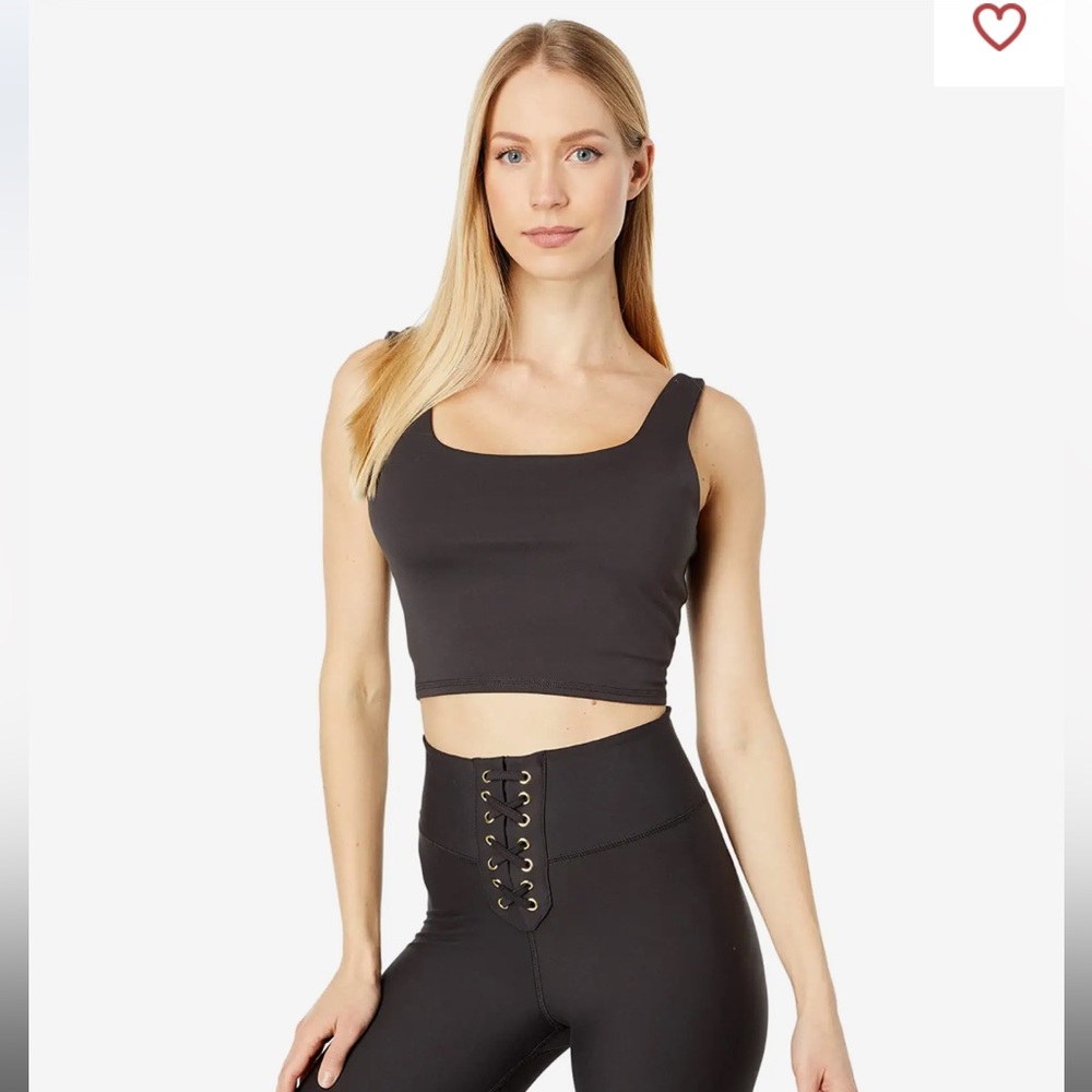 WeWoreWhat Straight Neck Crop Top - Chocolate Brown